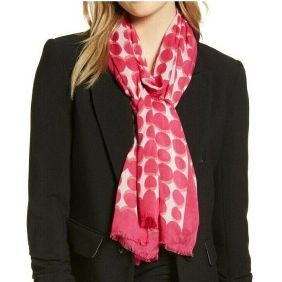 Kate Spade Seasonless Dot Oblong Scarf begonia bloom - Picture 1 of 4
